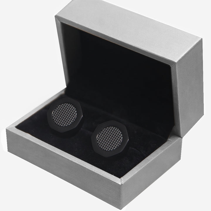 DS Accessories Steel Octagonal Cufflinks