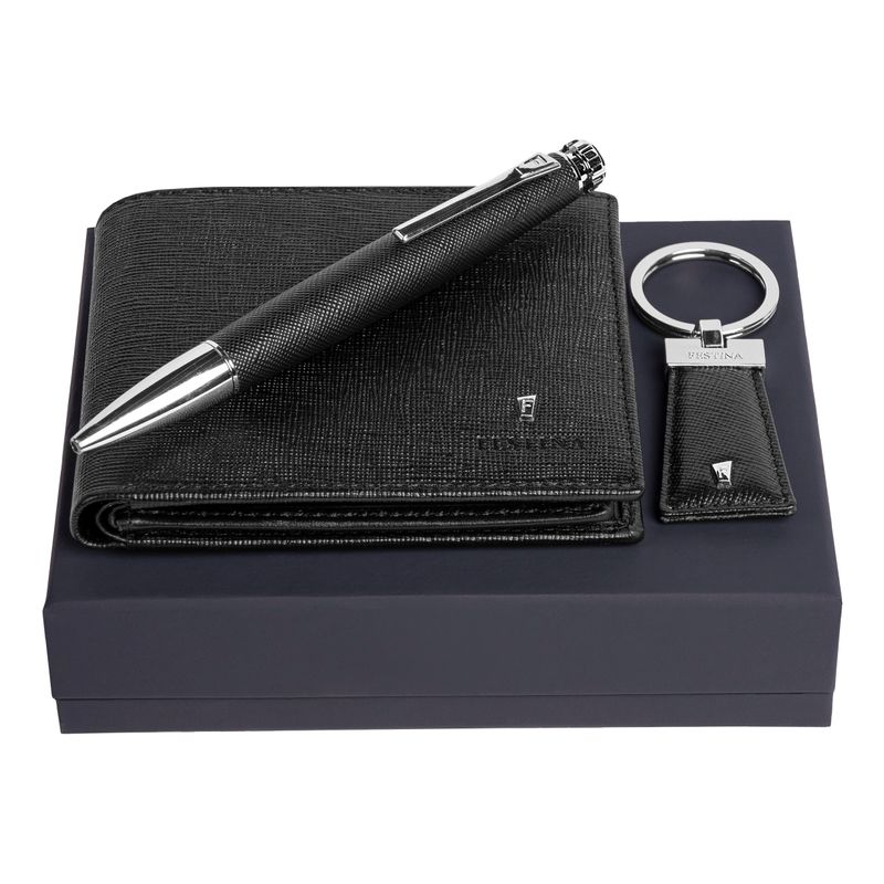 Festina Black Ballpoint Pen, Keyring & Wallet