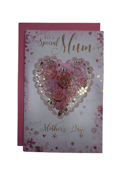 Flowery Heart Designed Mum Mother's Day Greeting Card