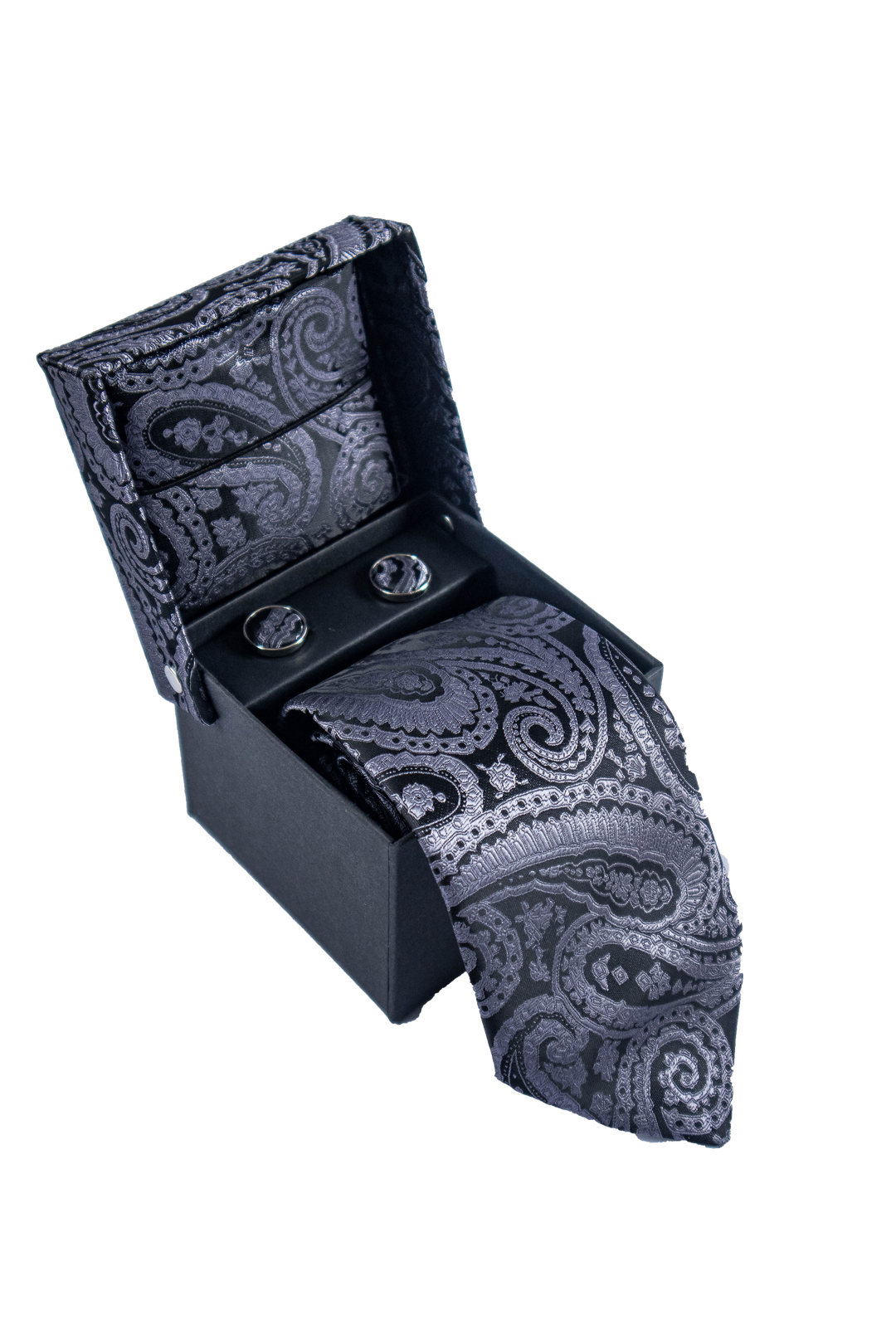 Clericci Paisley Poly Woven Tie, Hanky & Cufflink Set