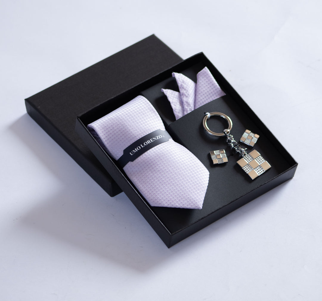 Umo Lorenzo Tie, Hanky, Cufflink & Keychain Set