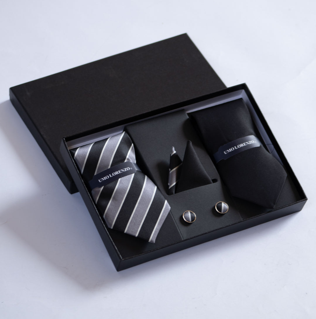 Umo Lorenzo Double Tie, Hanky & Cufflink Set