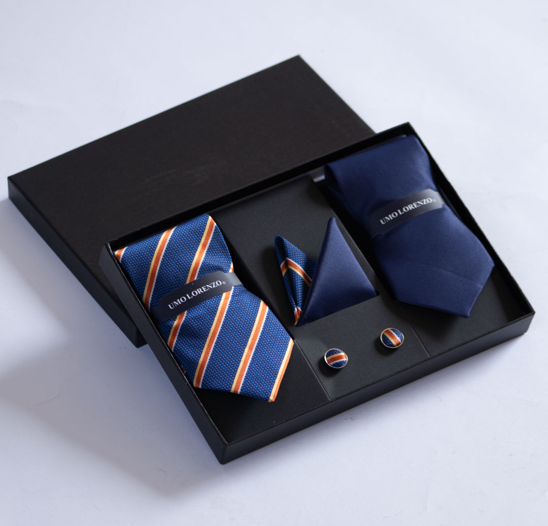 Umo Lorenzo Double Tie, Hanky & Cufflink Set