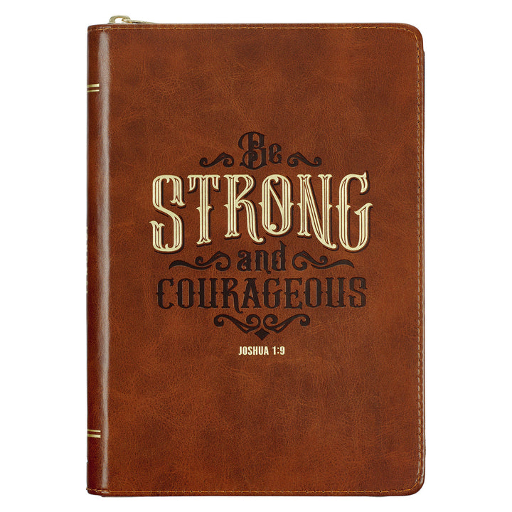 Strong & Courageous Faux Leather Journal with Zip