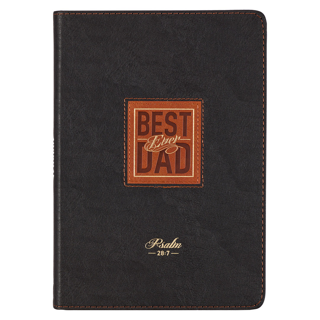 Best Dad Ever Brown Faux Leather Classic Journal - Psalm 28:7