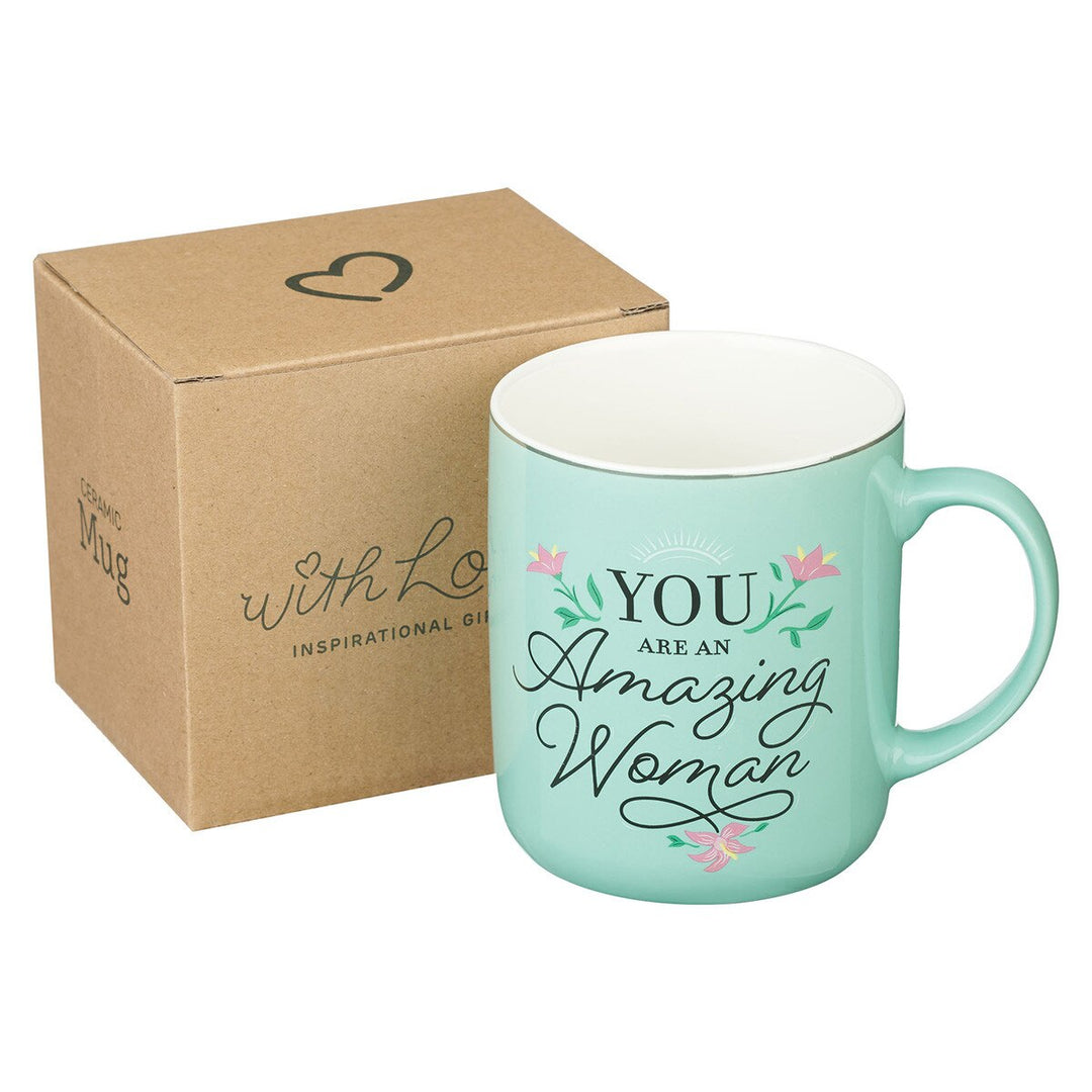 You Are An Amazing Woman Teal Ceramic Coffee Mug