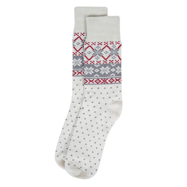 Men's White Snowflake Novelty Socks