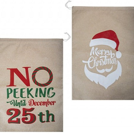 Luxury Jute Look Sack Santa Design