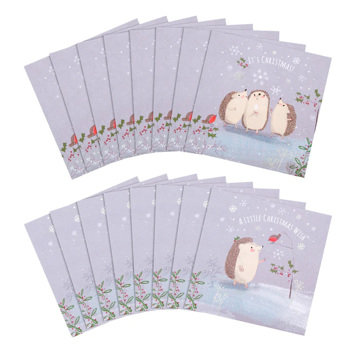 Charity Christmas Cards - Pack of 16 in 1 Hedgehog Design
