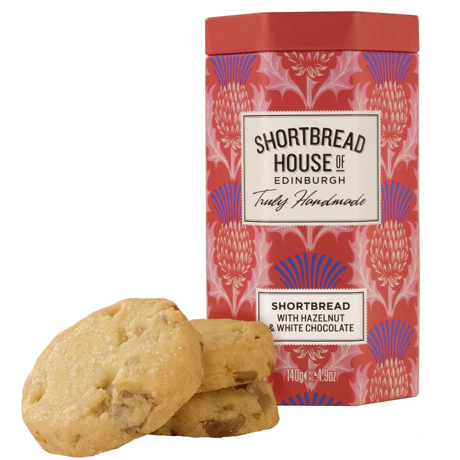 White Chocolate & Hazelnuts Shortbread Biscuits In Octagonal Tin