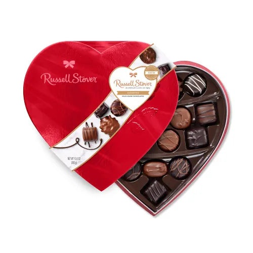 Russell Stover Assorted Chocolates Red Foil Heart- 10 oz
