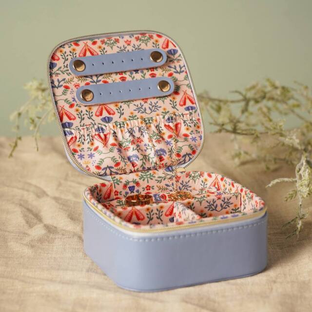 Sophia Lane Blue Floral Jewellery Box in Light Blue