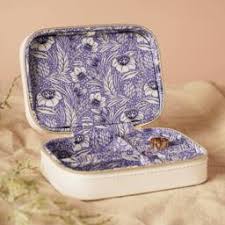 Sophia Lane White &amp; Blue Floral Jewellery Box