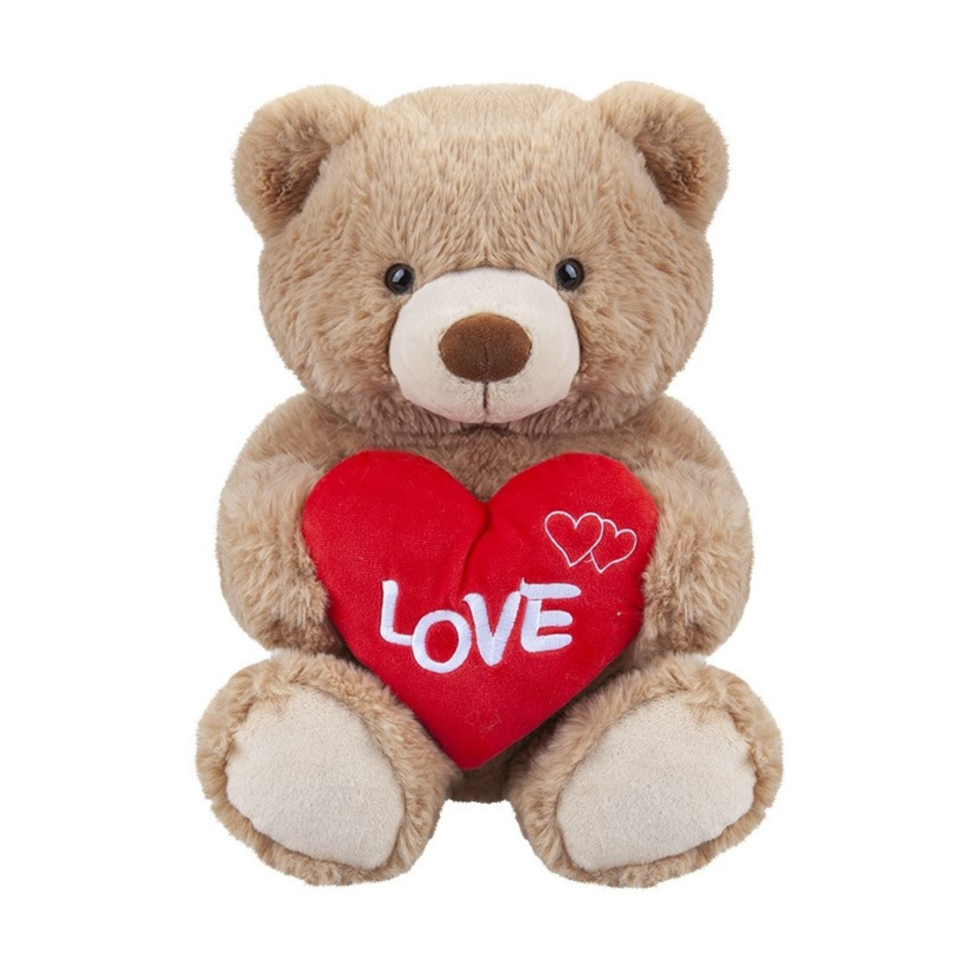 Sitting Brown Soft Plush with Heart- 34cm