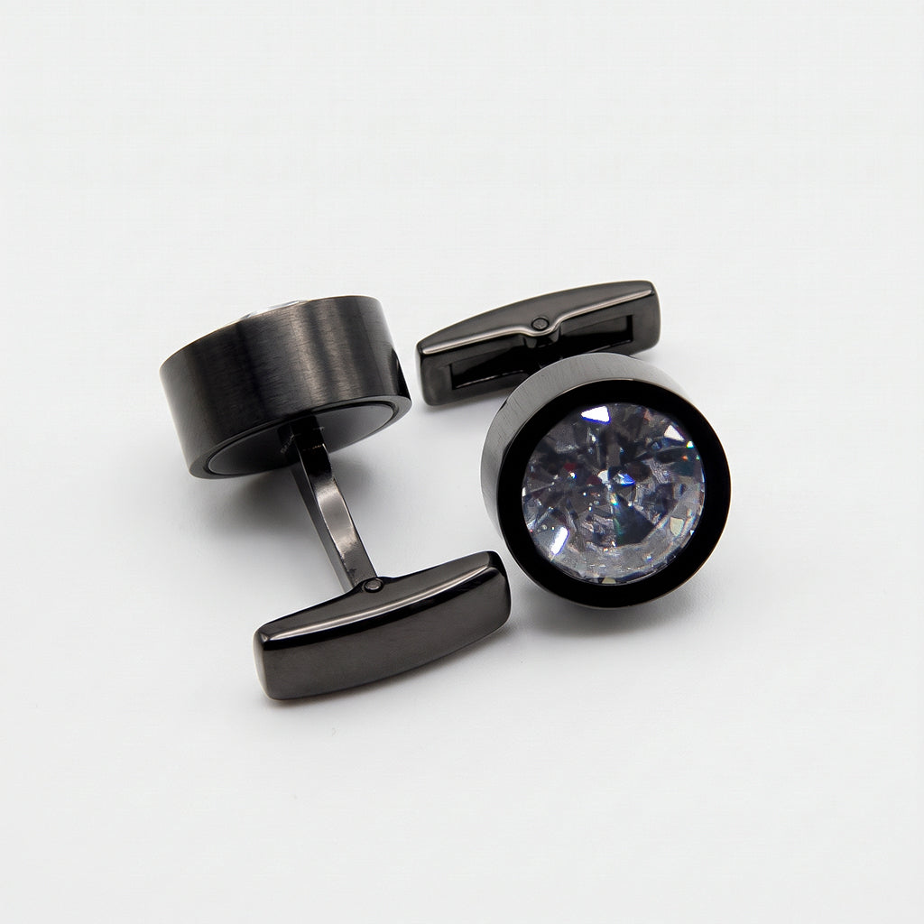 DS Accessories Round Crystal Cufflinks