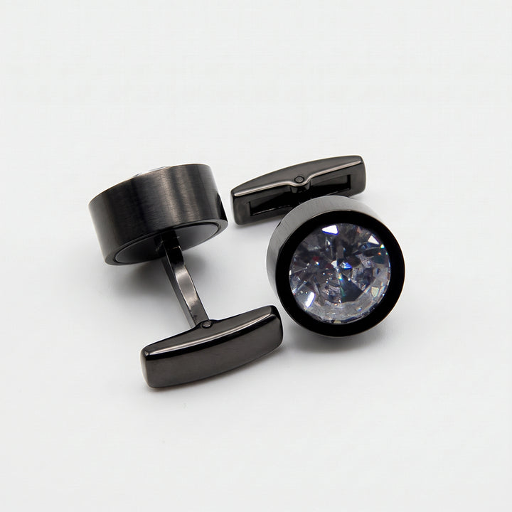 DS Accessories Round Crystal Cufflinks