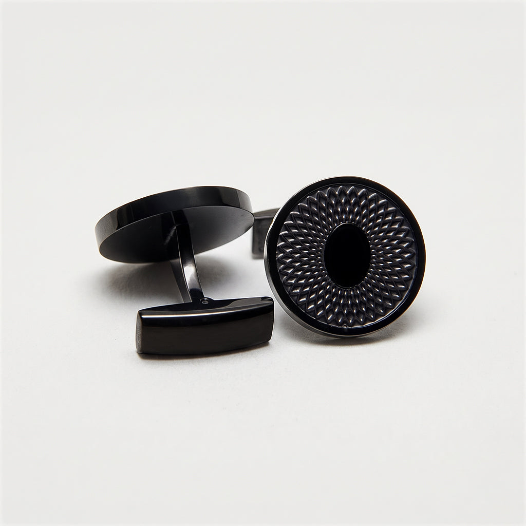 DS Accessories Black Textured Sunburst Cufflinks