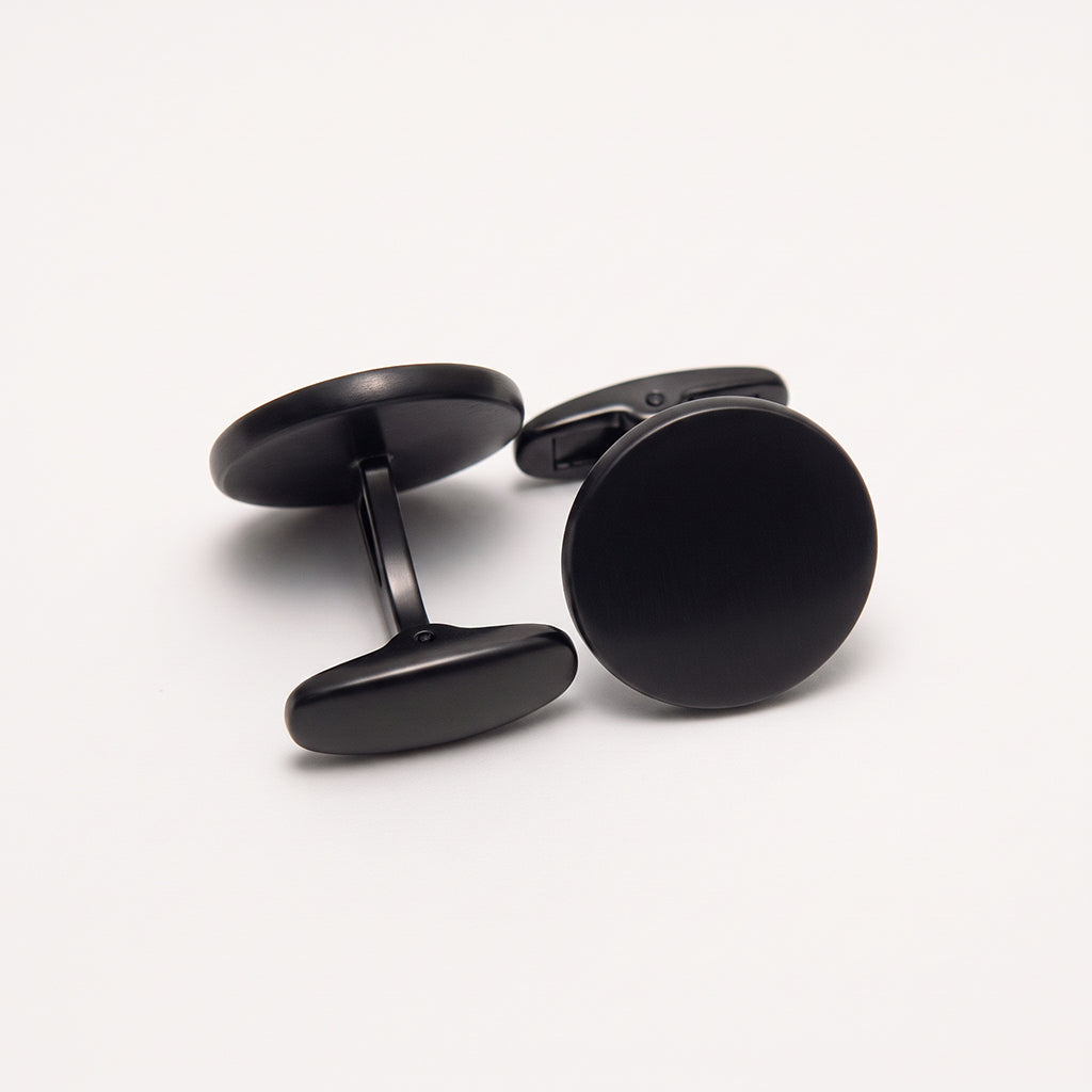 DS Accessories Sleek Matte Black Steel Cufflinks