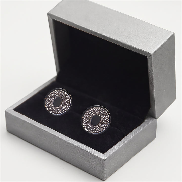 DS Accessories Black Textured Sunburst Cufflinks