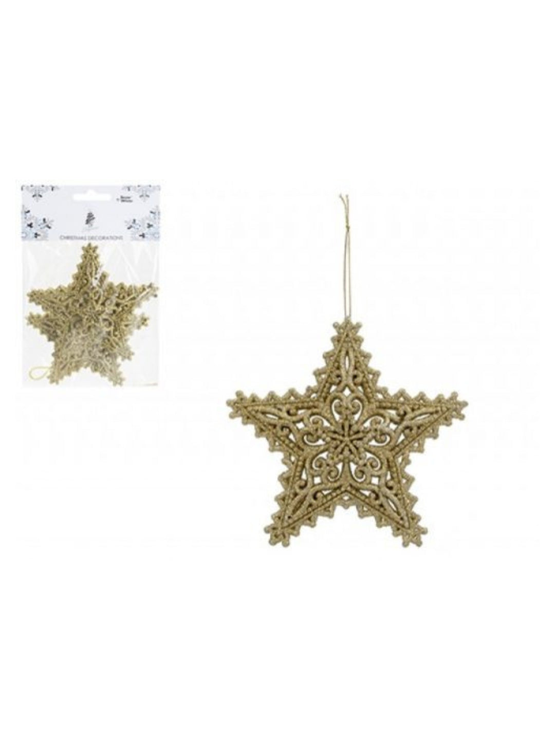 PMS Hanging Glitter Star Decorations – Gold