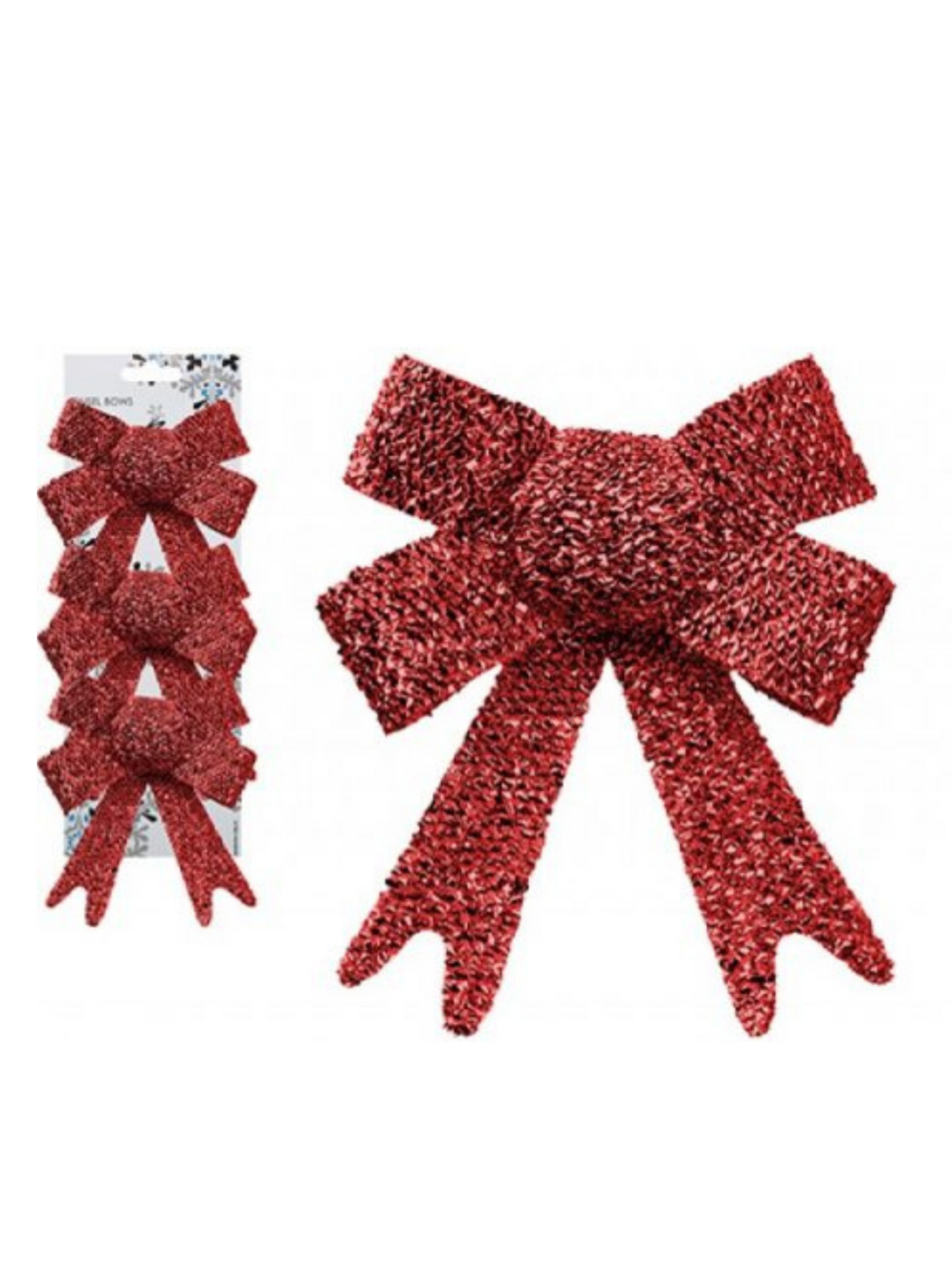 Tinsel Decorative Bow- Pack of 3