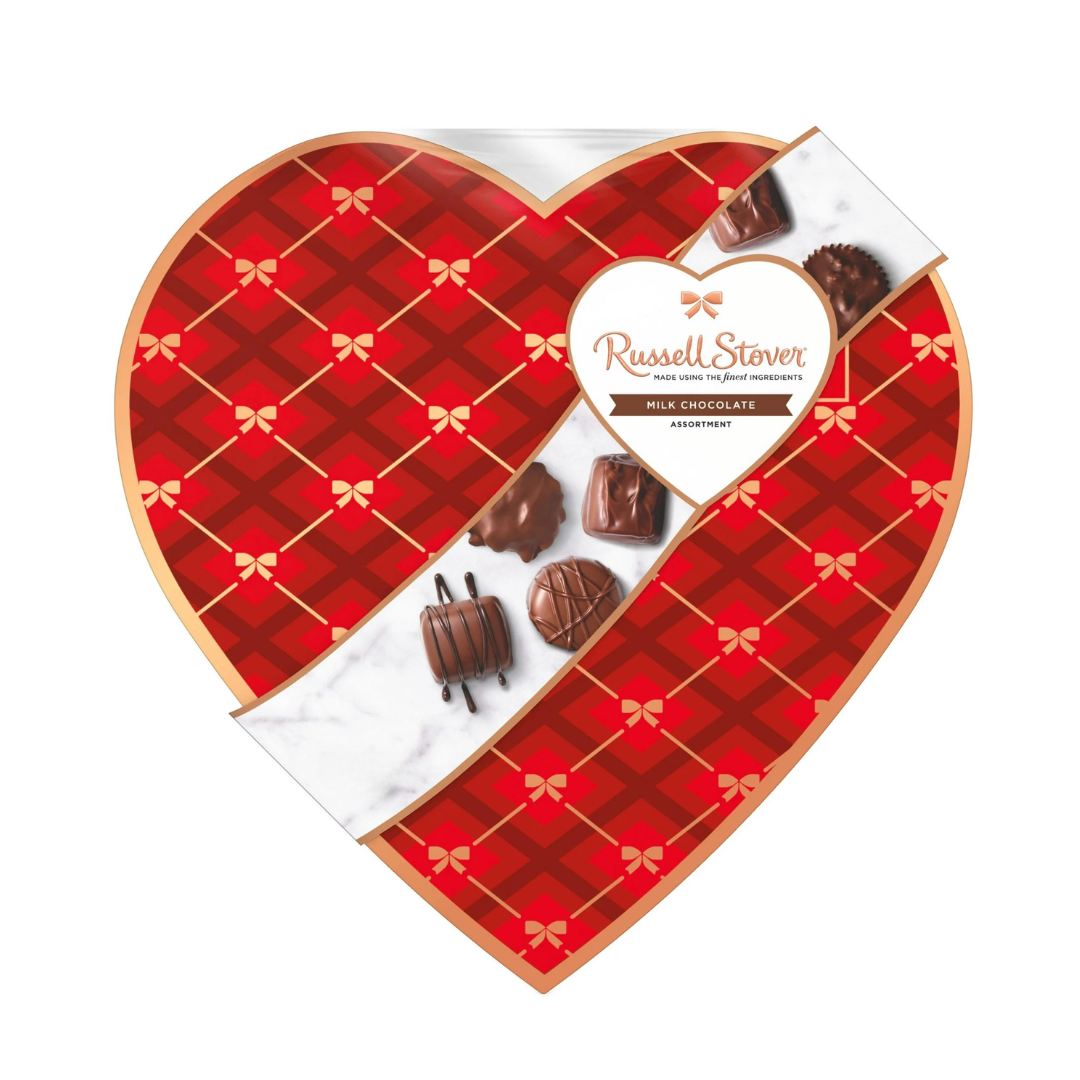 Russell Stover Assortment Milk Chocolate Heart Gift Box- 145g