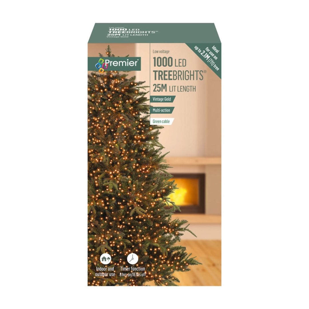 1000 Vintage Gold LED Christmas Tree Light