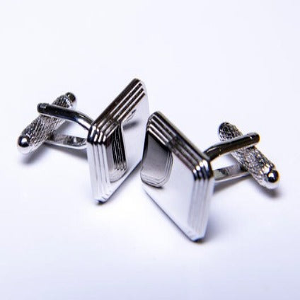 Onyx Rhodium-plated Engravable Cufflinks-CK1121