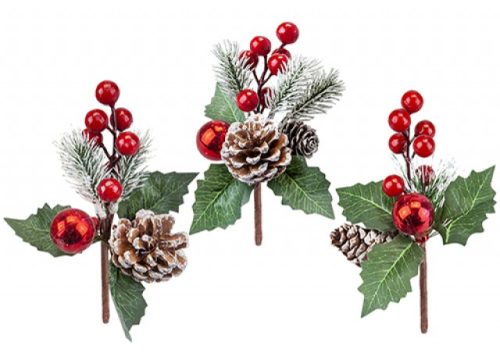 PMS Christmas Cone Picks 16cm 3 Assorted