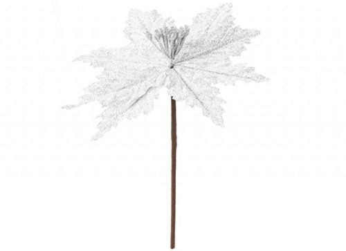 PMS Full Glitter Christmas Flower Pick – White 22cm