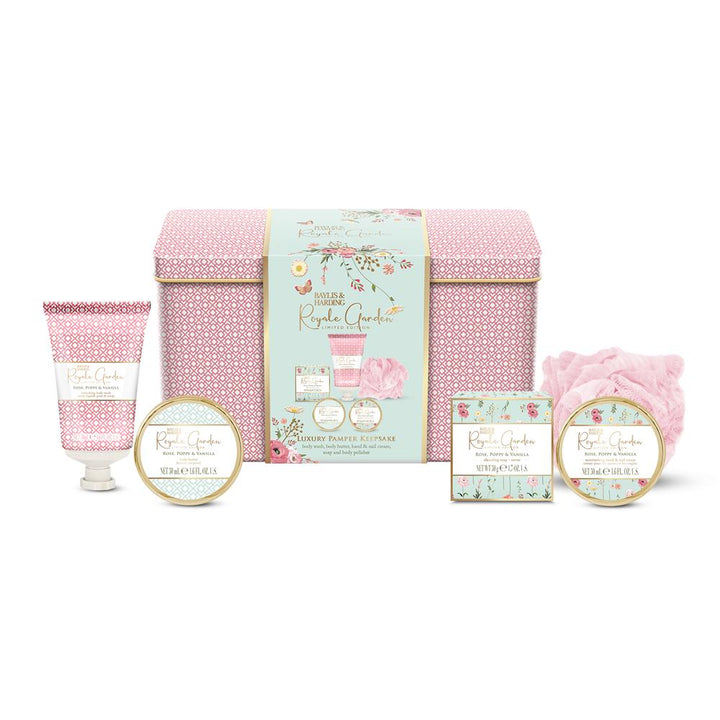 Baylis & Harding Royale Garden Rose, Poppy & Vanilla Luxury Pamper Keepsake Tin Gift Set