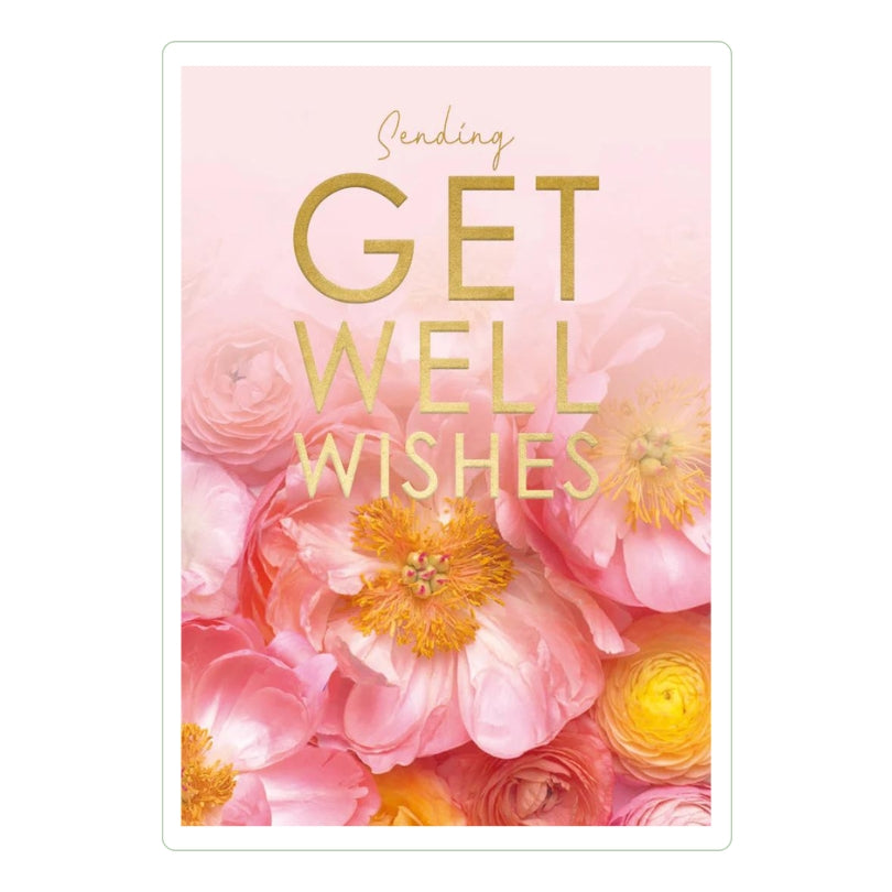 Pink Peonies & Ranunculus-Get Well Greeting Card