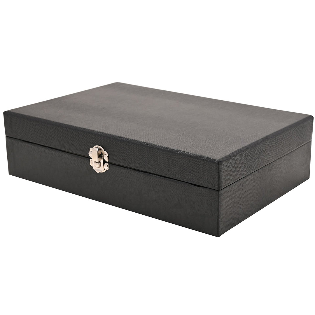 Harvey Makin Black Lizard Vinyl 12-Slot Watch Box