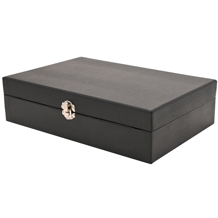 Harvey Makin Black Lizard Vinyl 12-Slot Watch Box