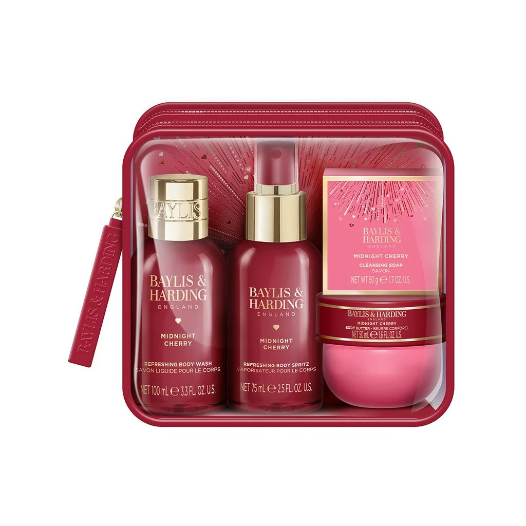 Baylis &amp; Harding Midnight Cherry Luxury Travel Wash Bag Gift Set
