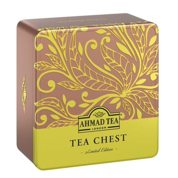Tea Chest Four Caddy with 4 Black &amp; Green Teas - 40 Teabags