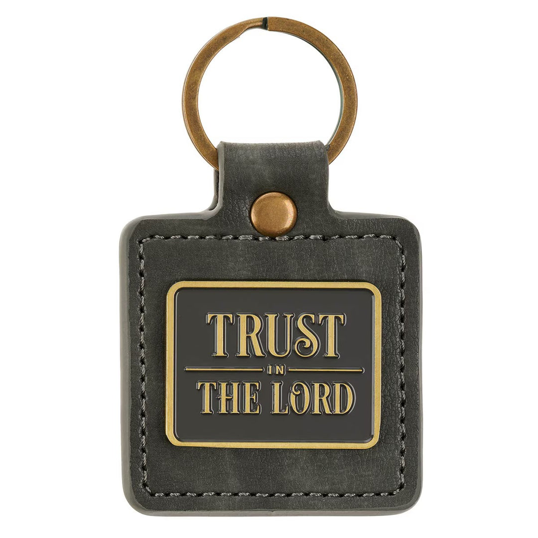 Trust in the Lord Gray Faux Leather Keychain