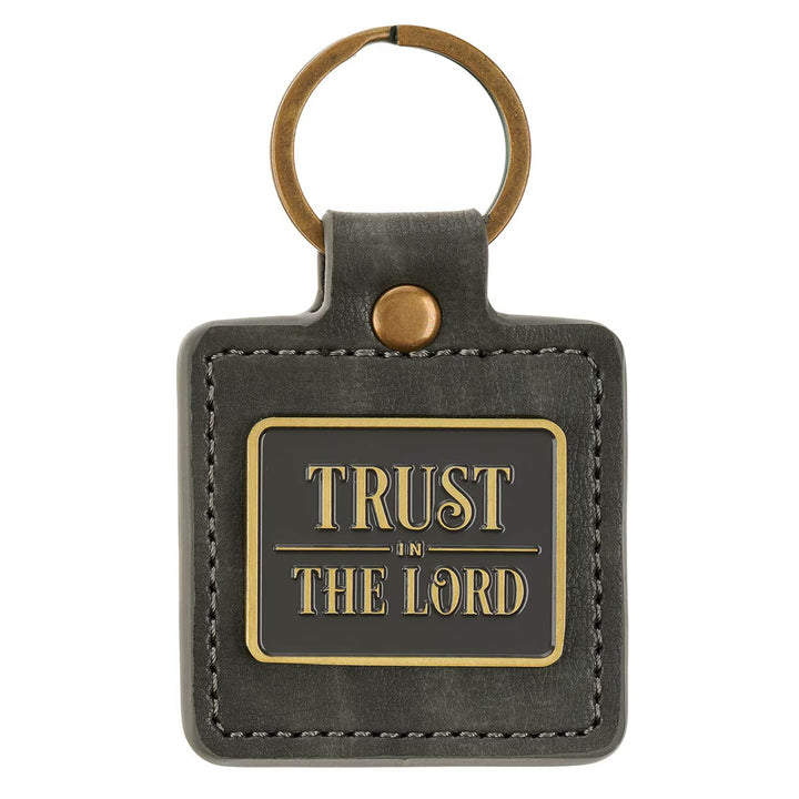 Trust in the Lord Gray Faux Leather Keychain