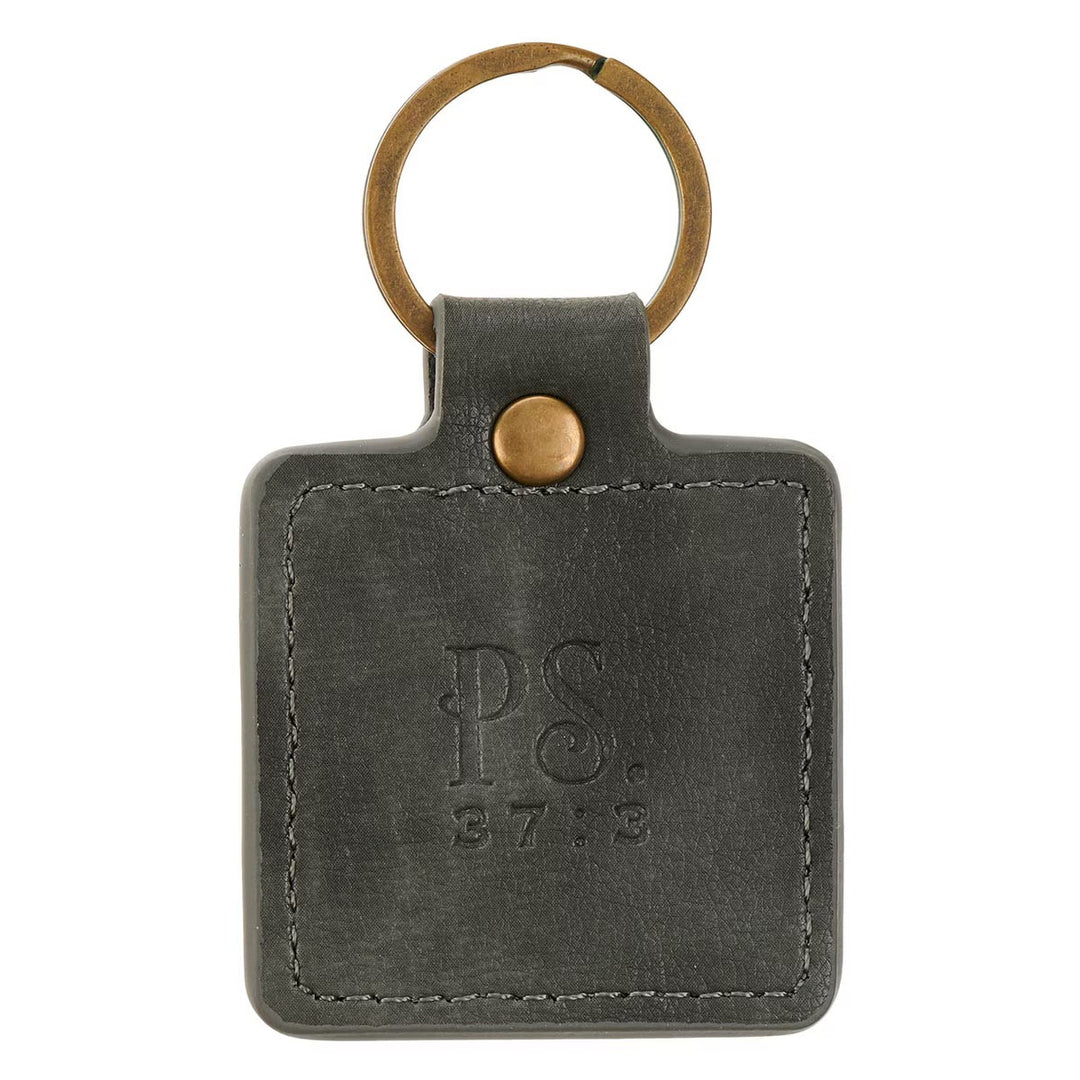 Trust in the Lord Gray Faux Leather Keychain