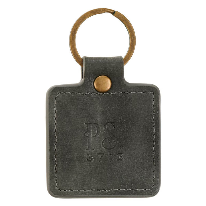 Trust in the Lord Gray Faux Leather Keychain