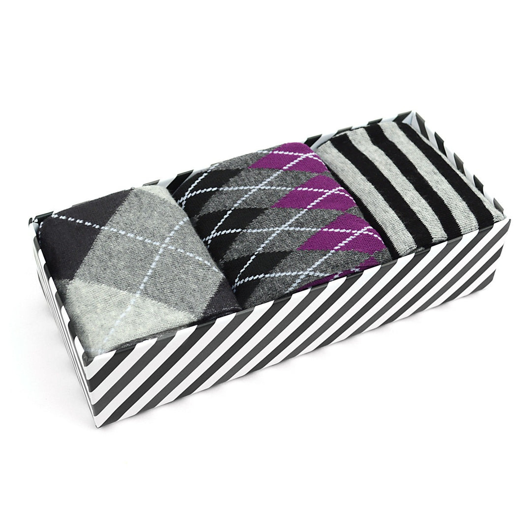 Fancy Multi Colored Socks Striped Gift Box 3 pairs