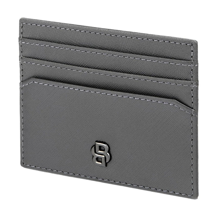 BOSS Double B Saffiano Grey Leather Card Holder