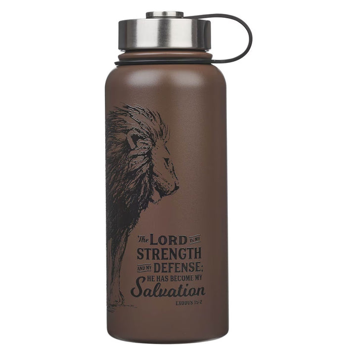 The Lord is My Strength Brown Stainless Steel Water Bottle