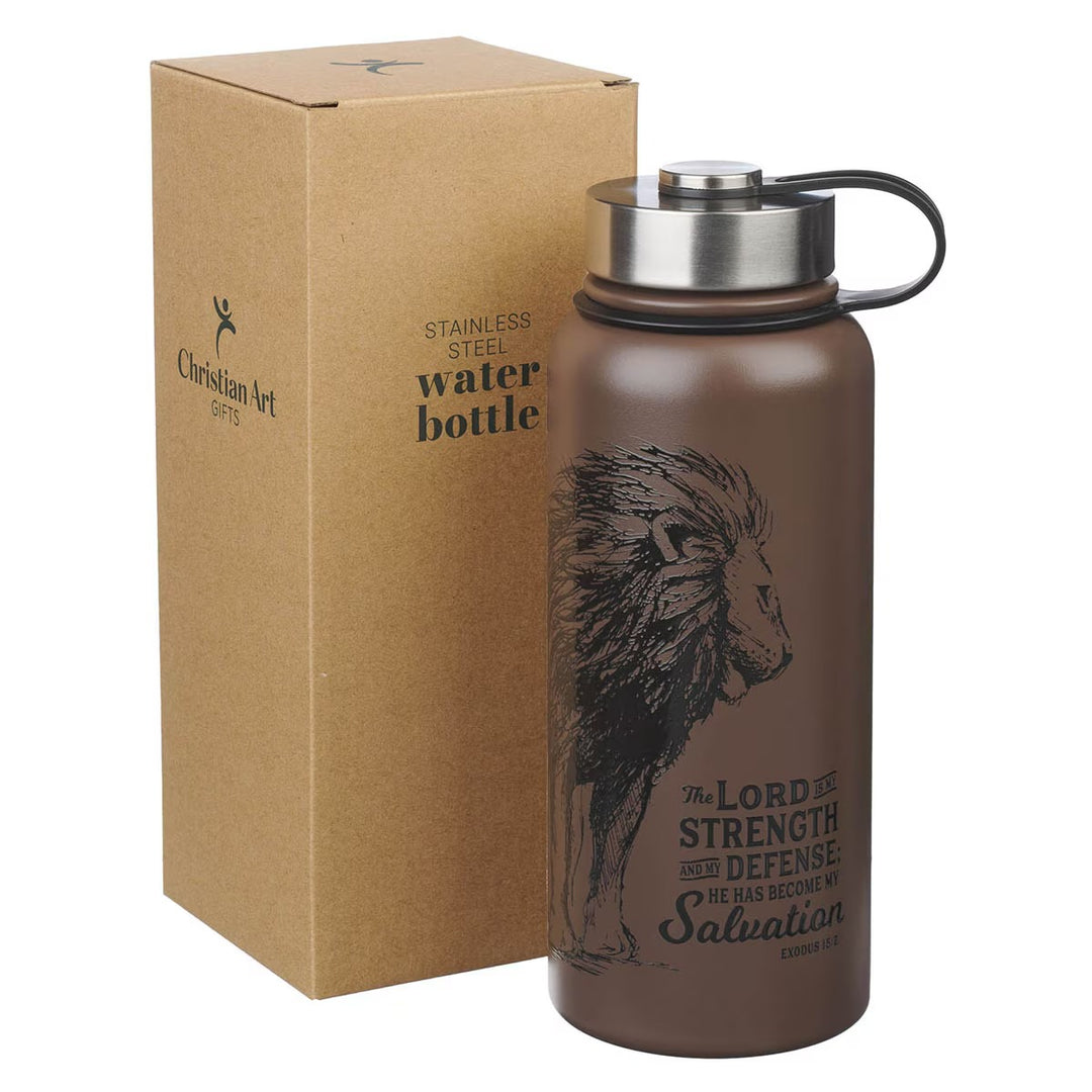 The Lord is My Strength Brown Stainless Steel Water Bottle