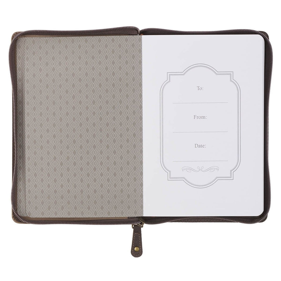The Plans Brown Faux Leather Journal with Zipper Closure - Jeremiah 29:11