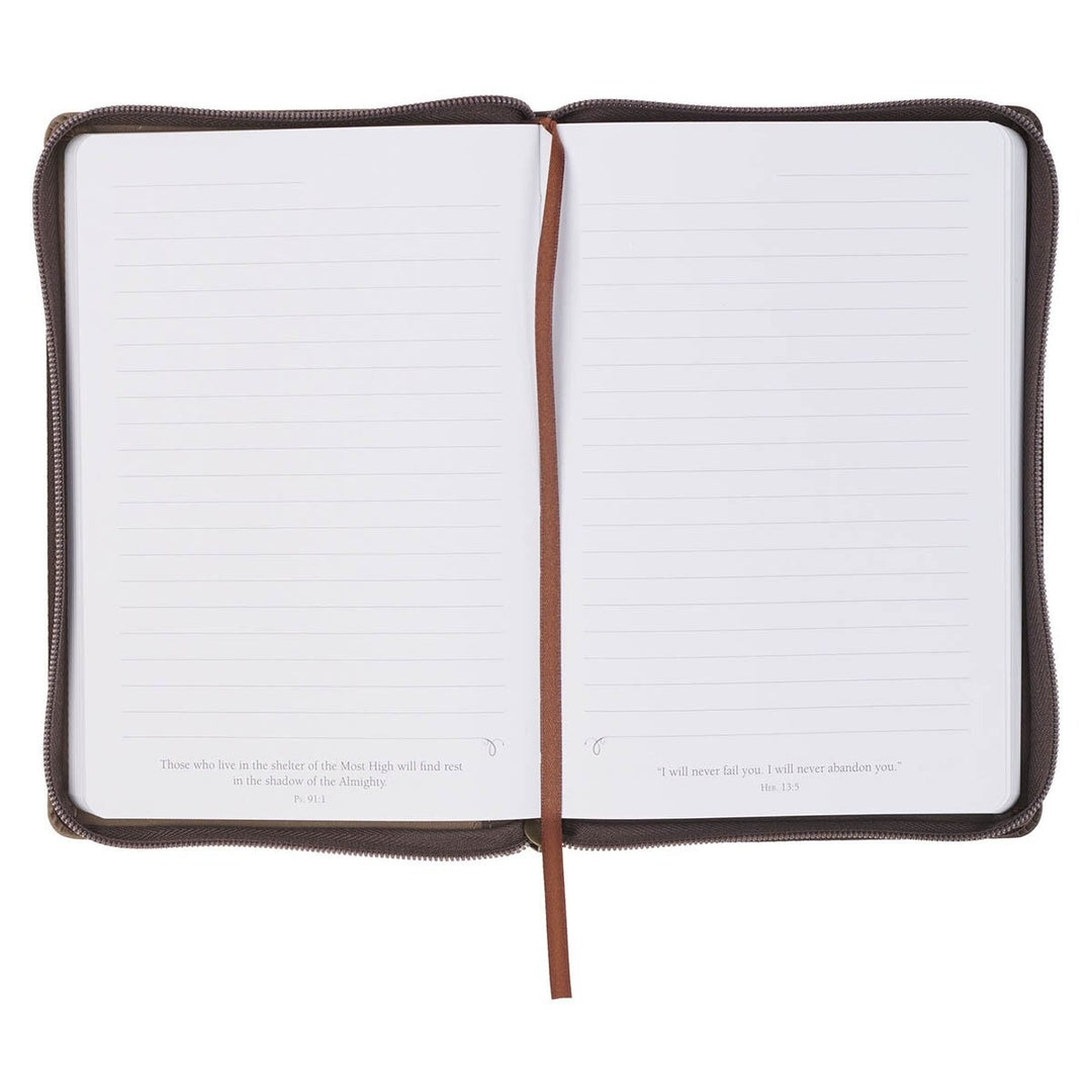 The Plans Brown Faux Leather Journal with Zipper Closure - Jeremiah 29:11