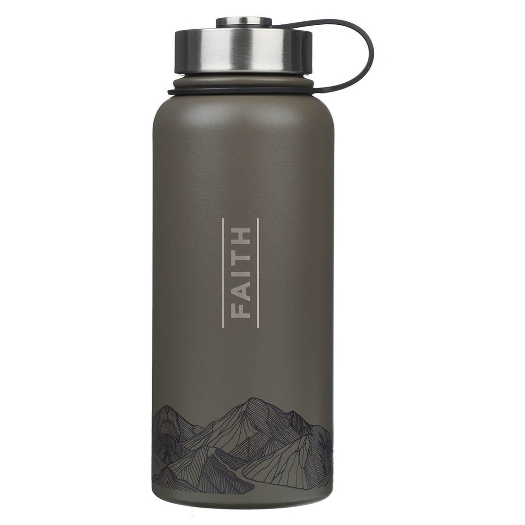 Faith Brown Stainless Steel Water Bottle - Matthew 17:20
