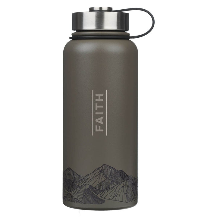 Faith Brown Stainless Steel Water Bottle - Matthew 17:20