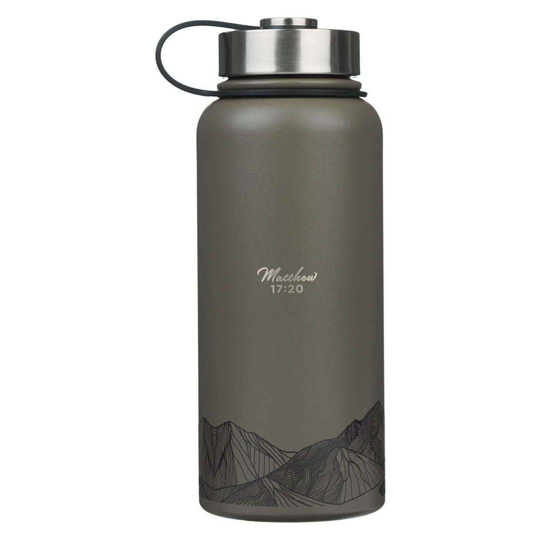 Faith Brown Stainless Steel Water Bottle - Matthew 17:20