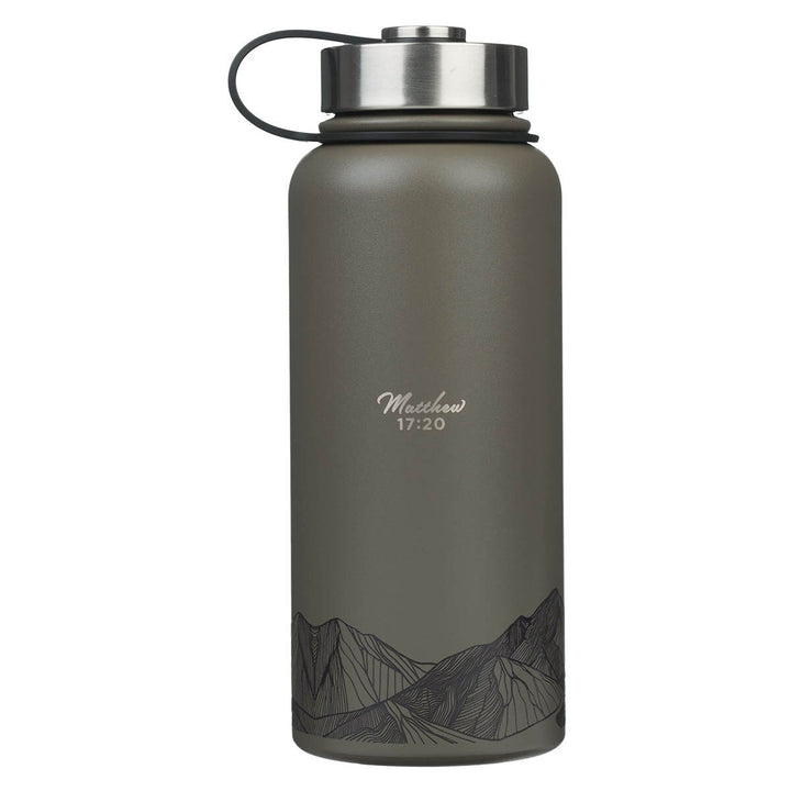 Faith Brown Stainless Steel Water Bottle - Matthew 17:20